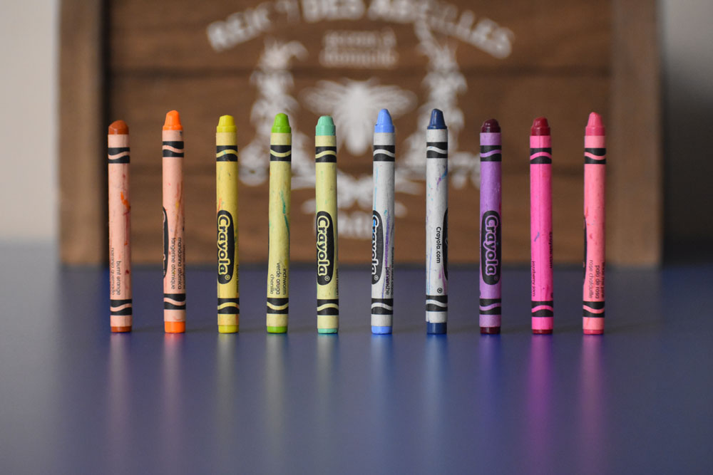 Crayons standing on Table